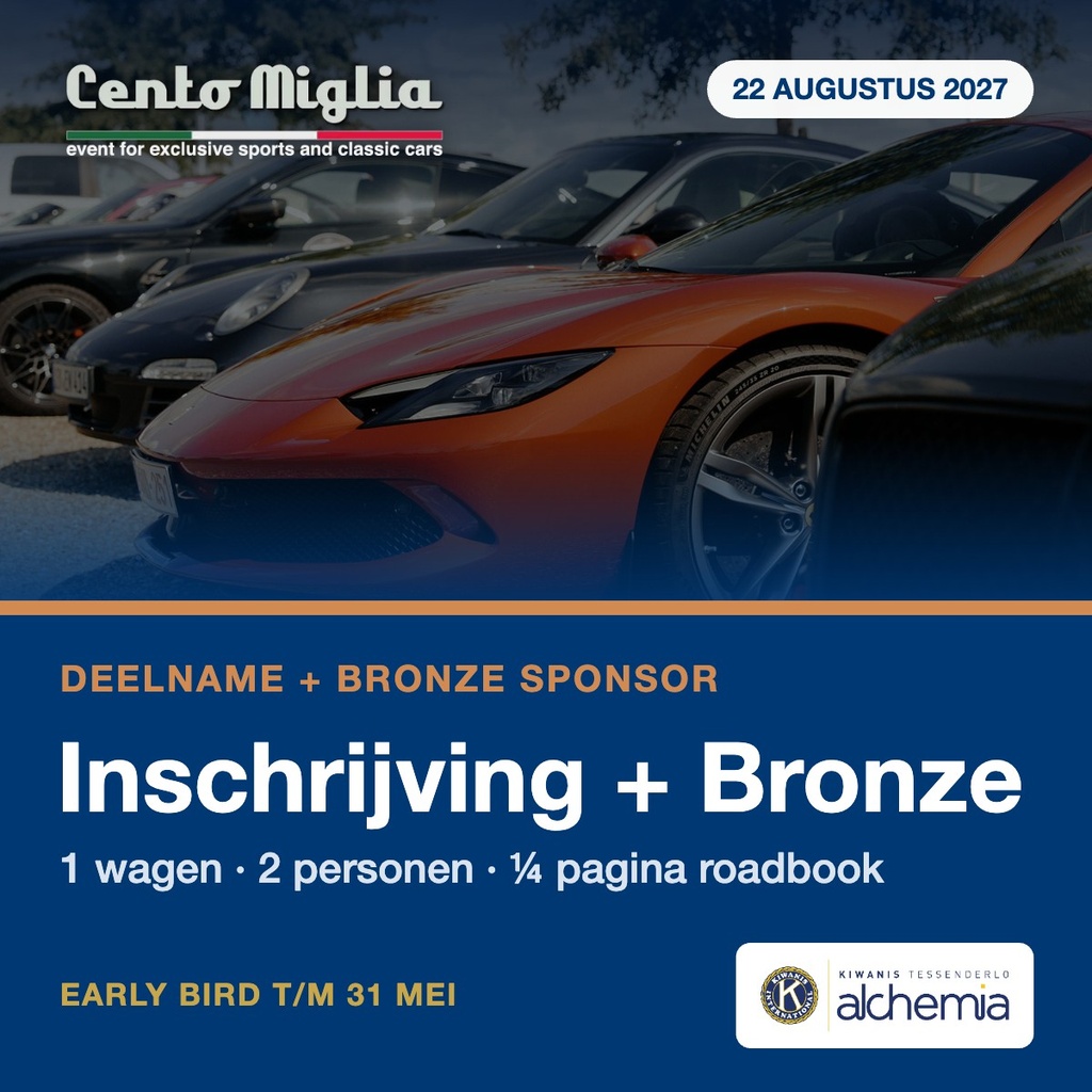 Inschrijving Cento Miglia + Bronze Sponsor