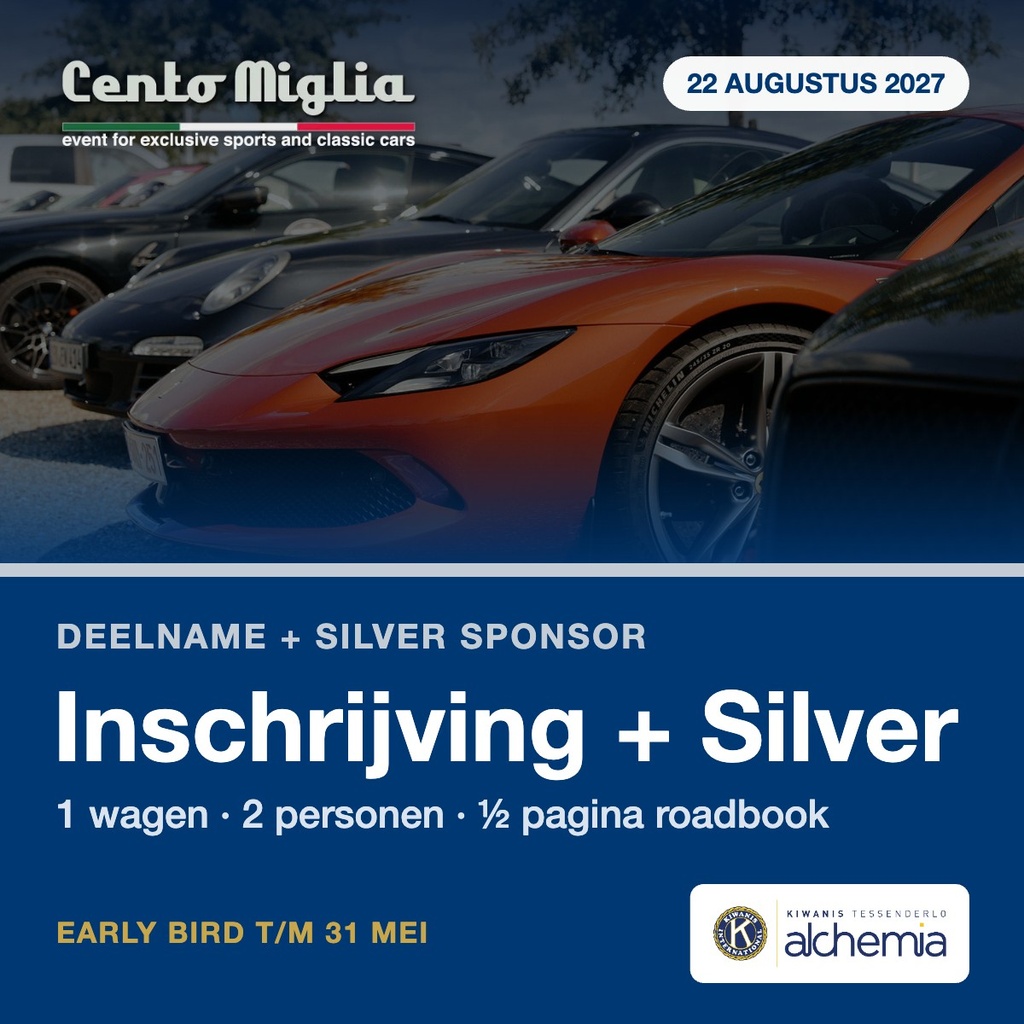 Inschrijving Cento Miglia + Silver Sponsor