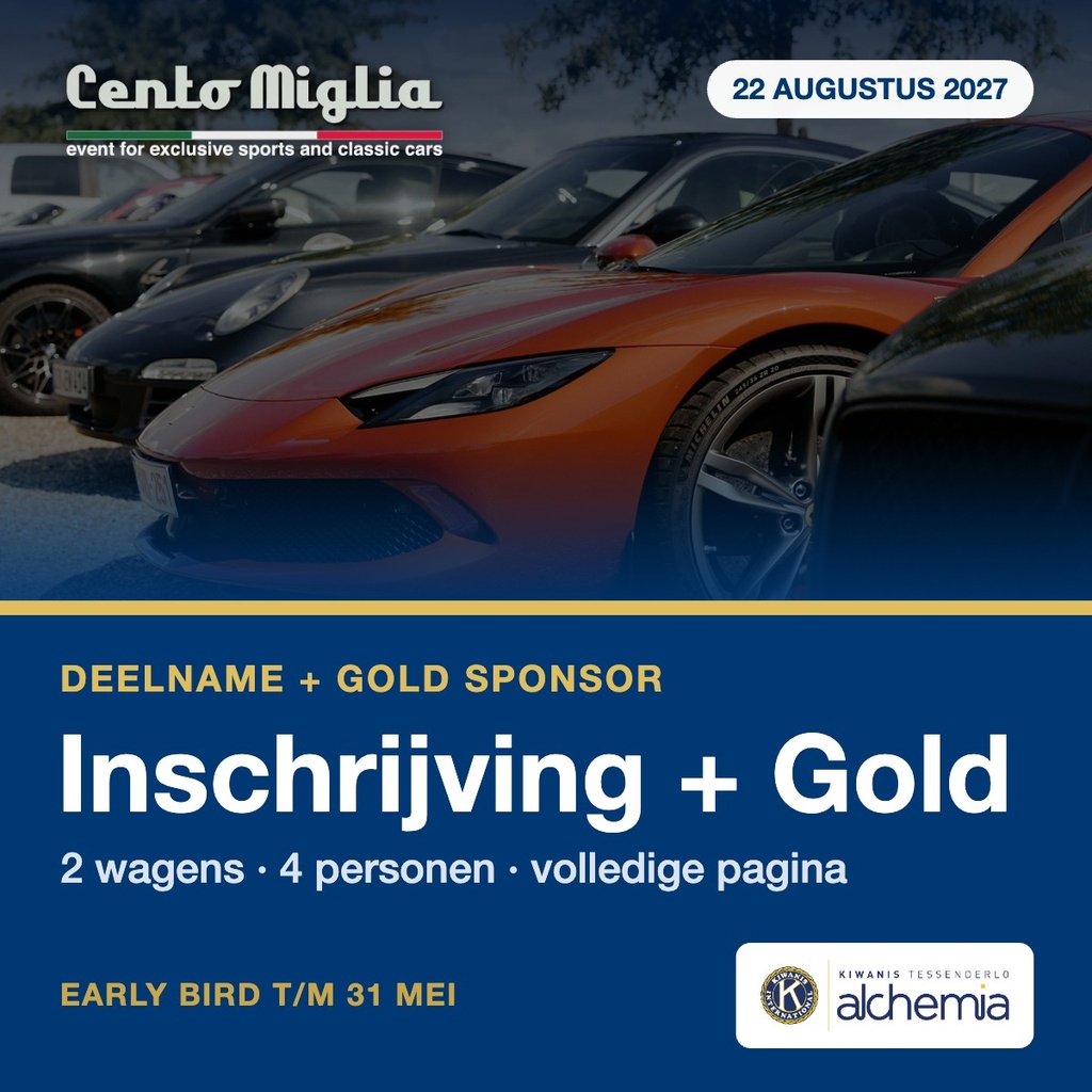 Inschrijving Cento Miglia + Gold Sponsor